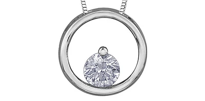 10K White Gold Diamond 0.075cttw Round Cut Pendant 18"