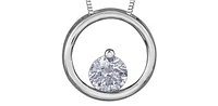 10K White Gold Diamond 0.075cttw Round Cut Pendant 18"
