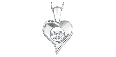 Sterling Silver 0.10cttw White Topaz Pendant, 18"