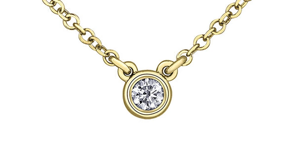 14K Yellow Gold 0.101cttw Canadian Diamond Necklace