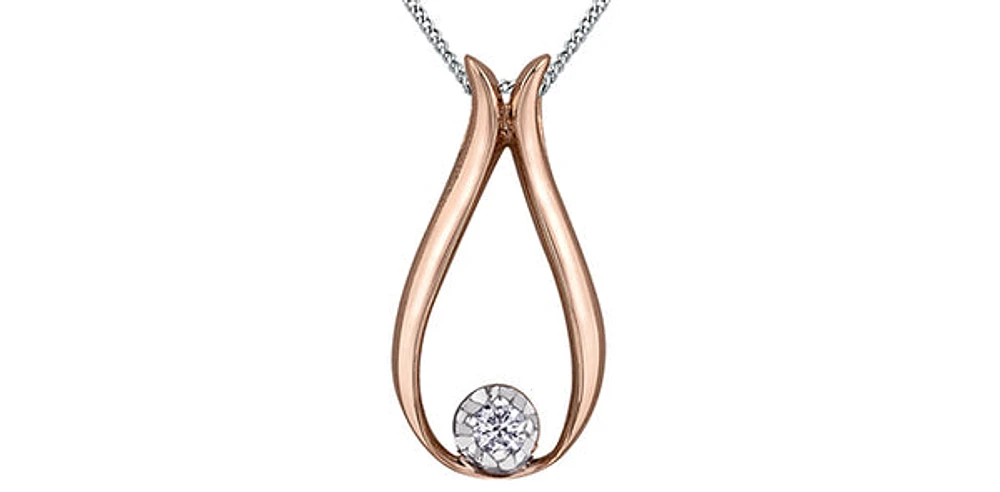 10K Rose Gold 0.034cttw Canadian Diamond Necklace