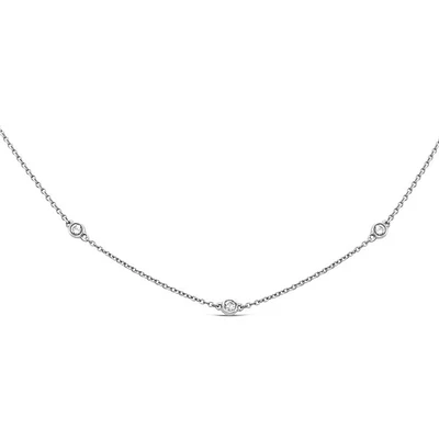14K White Gold 0.36cttw Diamond Necklace - 17 Inches