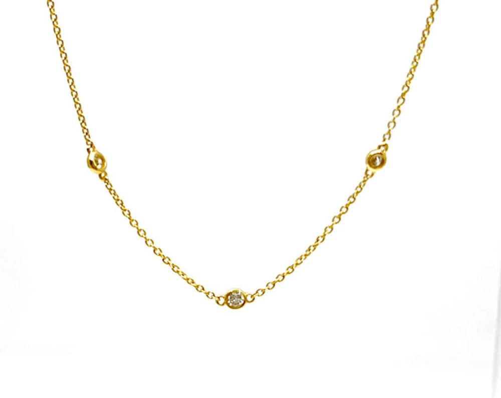 14K Yellow Gold 0.36cttw Bezel Set Diamond Necklace - 17 Inches