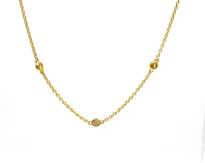 14K Yellow Gold 0.36cttw Bezel Set Diamond Necklace - 17 Inches