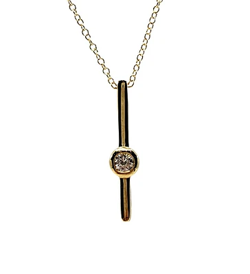 10K Gold 0.06cttw Diamond Necklace with Cable Chain (Spring Clasp) - Adjustable 17