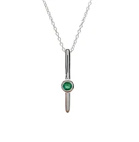 10K White Gold 0.07cttw (2.50mm) Emerald and 0.05cttw Diamond Necklace with Cable Chain (Spring Clasp) - Adjustable 17 - 18 Inches