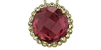 10K Yellow Gold 8mm - 2.50cttw Garnet Necklace - 18 Inches