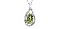 925 Sterling Silver Peridot & Diamond Necklace