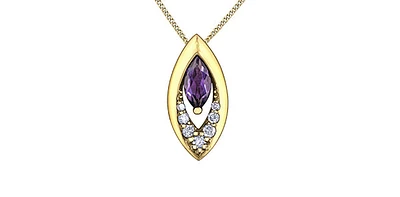 10K Yellow Gold Amethyst and Diamond Pendant