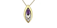 10K Yellow Gold Amethyst and Diamond Pendant