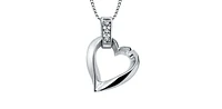 10K White Gold 0.02cttw Diamond Heart Pendant, 18"