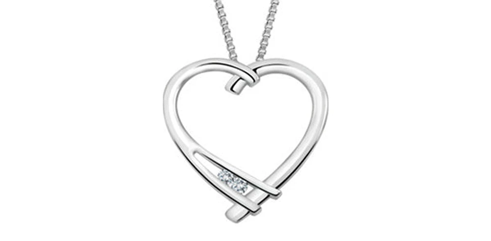 10K White Gold 0.017cttw Round Cut Diamond Pendant