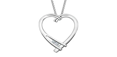 10K White Gold 0.017cttw Round Cut Diamond Pendant