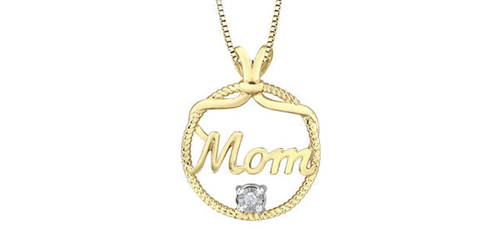 10K Yellow Gold 0.02cttw Diamond MOM Necklace - 18"