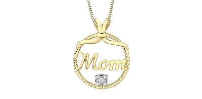 10K Yellow Gold 0.02cttw Diamond MOM Necklace - 18"