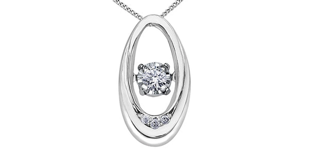 10K White Gold 0.03cttw Diamond Pulse Pendant, 18"