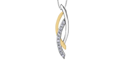 10K White & Yellow Gold 0.11cttw Diamond Necklace, 18"