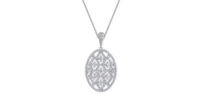 10K White Gold 1.00cttw Diamond Pendant, 18"
