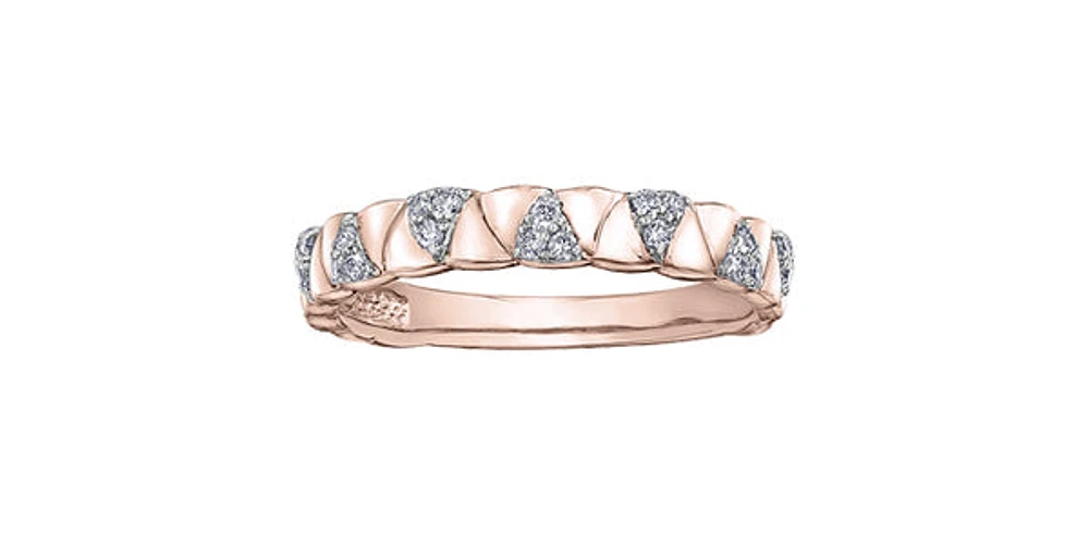 10K Rose Gold 0.19cttw Diamond Ring, size 6.5