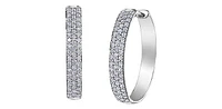 10K White Gold 0.50cttw Diamond Hoop Huggie Hinged Earring