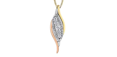 10K White, Yellow & Rose Gold 0.21cttw Diamond Pendant, 18"