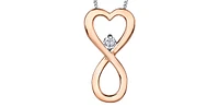 10K Rose Gold 0.04cttw Diamond Heart / Infinity Pendant, 18"