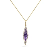 14K Yellow Gold 0.92cttw Amethyst and 0.20cttw Diamond Necklace - 18 Inches