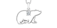 10K White Gold Canadian Diamond 0.083cttw Round Cut Pendant 18"