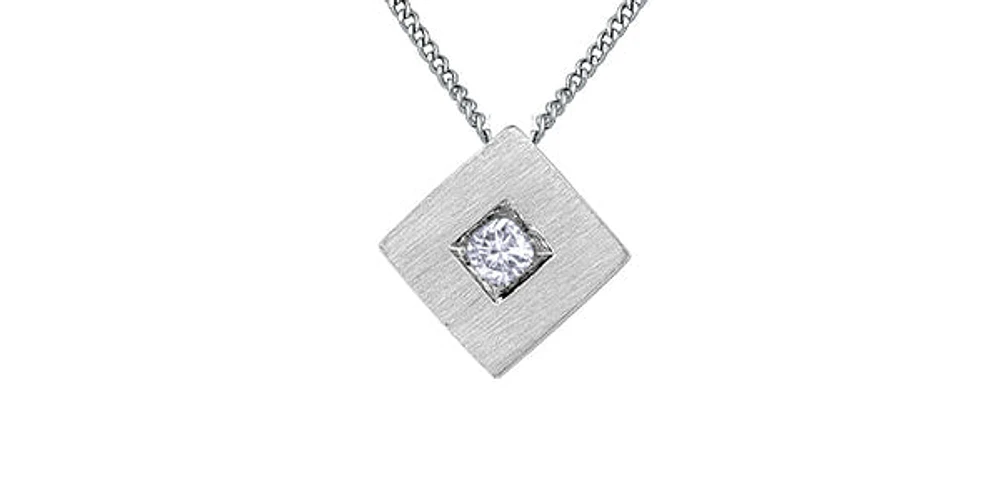 10K White Gold 0.05cttw Diamond Necklace, 18"