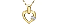 10K Yellow Gold 0.03cttw Diamond Heart Pendant, 18"