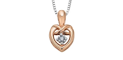 10K Rose Gold & White Gold 0.017cttw Diamond Heart Pendant, 18"