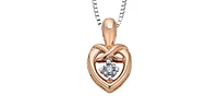 10K Rose Gold & White Gold 0.017cttw Diamond Heart Pendant, 18"