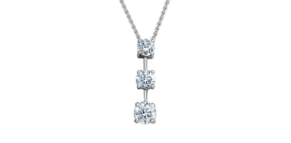 14K White Gold 1.51cttw Lab Grown Diamond Solitaire Necklace with Rolo Chain (Lobster Clasp) - Adjustable 16 - 18 Inches