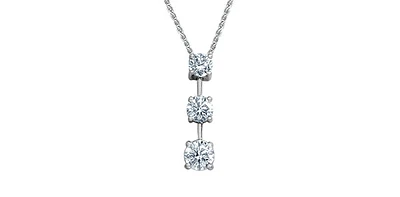 14K White Gold 1.51cttw Lab Grown Diamond Solitaire Necklace with Rolo Chain (Lobster Clasp) - Adjustable 16 - 18 Inches