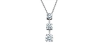14K White Gold 1.51cttw Lab Grown Diamond Solitaire Necklace with Rolo Chain (Lobster Clasp) - Adjustable 16 - 18 Inches