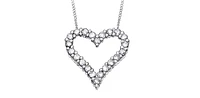 10K White Gold 0.50cttw Diamond Heart Pendant, 18"