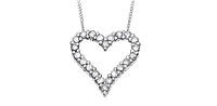10K White Gold 0.75cttw Diamond Heart Pendant, 18"