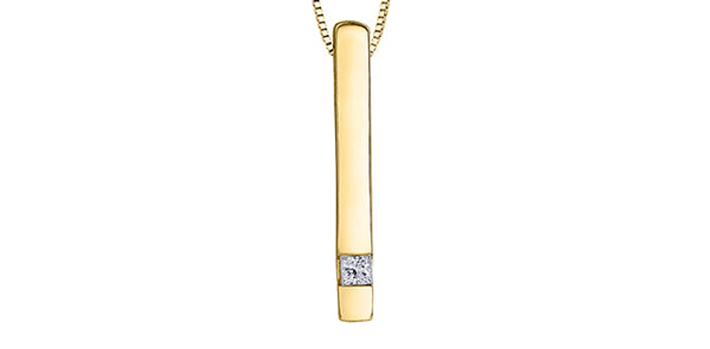 10K Yellow Gold 0.072cttw Diamond Pendant, 18"