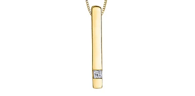 10K Yellow Gold 0.072cttw Diamond Pendant, 18"