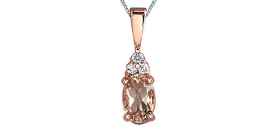 10K Rose Gold 0.40cttw Morganite & 0.03cttw Diamond Pendant, 18"