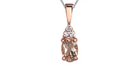 10K Rose Gold 0.40cttw Morganite & 0.03cttw Diamond Pendant, 18"