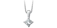 10K White Gold 0.123cttw Princess Cut Canadian Diamond Pendant, 18"