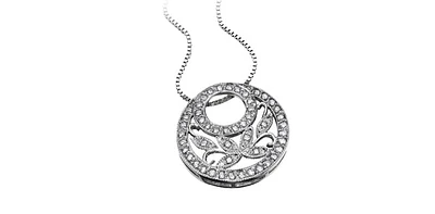 10K White Gold 0.50cttw Diamond Pendant with Box Chain - 18 Inches