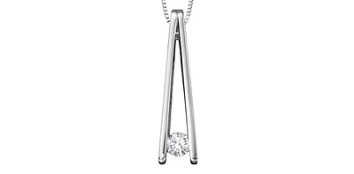 10K White Gold 0.086cttw Canadian Diamond Necklace, 18"