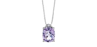 10K White Gold Pink Amethyst and Diamond Pendant, 18"