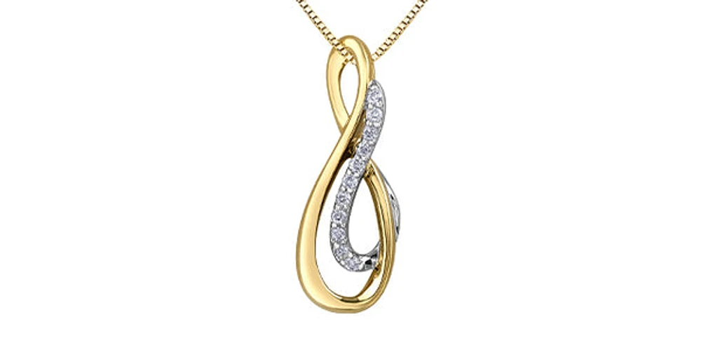 10K Yellow Gold 0.075cttw Diamond Pendant, 18"