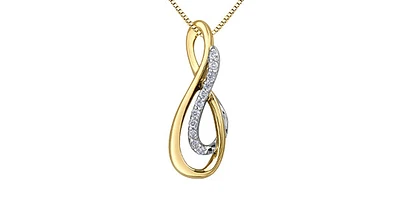 10K Yellow Gold 0.075cttw Diamond Pendant, 18"
