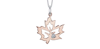 10K Rose Gold 0.02cttw Canadian Diamond Pendant, 18"