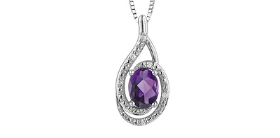 925 Sterling Silver Amethyst & Diamond Necklace