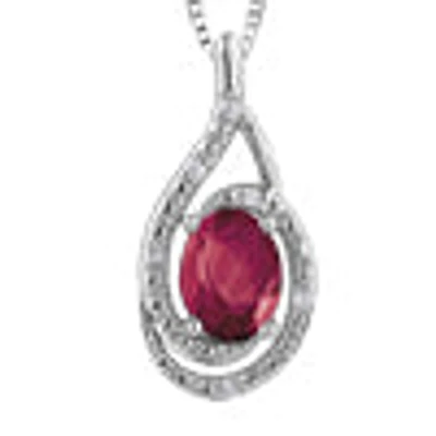 925 Sterling Silver Ruby & Diamond Necklace
